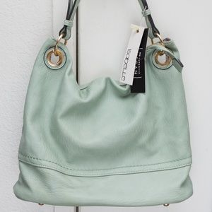 NWT Isabelle Mint Hobo Handbag Cross Body Vegan Leather Multi Zipper